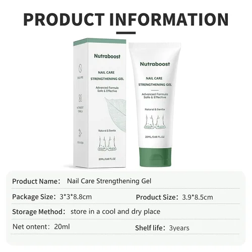 Miniatura 2 de Nutraboost Gel natural para el cuidado de uñas, suero fortalecedor para cutículas para uñas dañadas y quebradizas, 0.7 fl oz (1 unidad) (2 unidades)