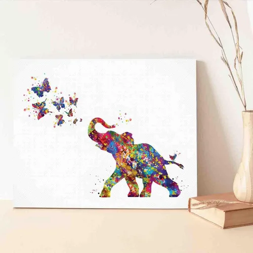 Miniatura 3 de Impresión artística de acuarela, elefante bebé y mariposas, estampado de acuarela de elefante bebé con mariposa, regalo de cumpleaños, decoración