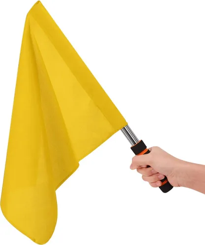 Miniatura 7 de Bandera de árbitro de acero inoxidable, bandera de mano de señal roja, mango de esponja, patrón de rendimiento de patrulla especial, bandera