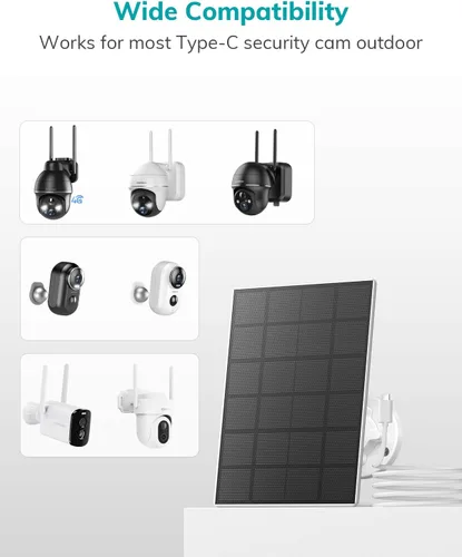 Miniatura 2 de ZUMIMALL Panel solar para cámara de seguridad inalámbrica para exteriores, panel solar impermeable IP66 con cable de carga USB de 10 pies, adecuado