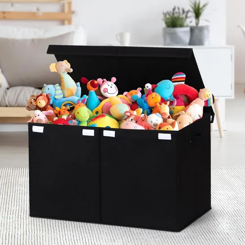 Miniatura 2 de popoly Caja grande de juguetes de 122L con tapa, organizador plegable de almacenamiento de juguetes con divisor extraíble para niños, niños, niñas