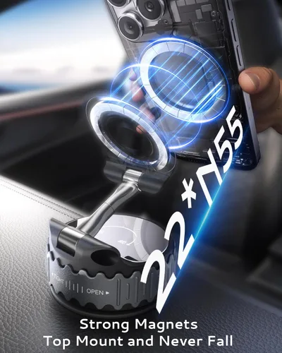 Miniatura 5 de BEBEAR Soporte para Teléfono de Coche para Magsafe [78+LBS de Hiper Succión & 4400gf de Imán Más Fuerte] Montura de Teléfono Ajustable 360°