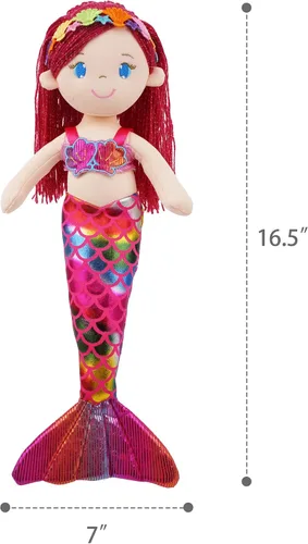 Miniatura 4 de June Garden 16.5" Sirena brillante Aurelia - Muñeca de felpa suave y brillante para regalo para niñas pequeñas