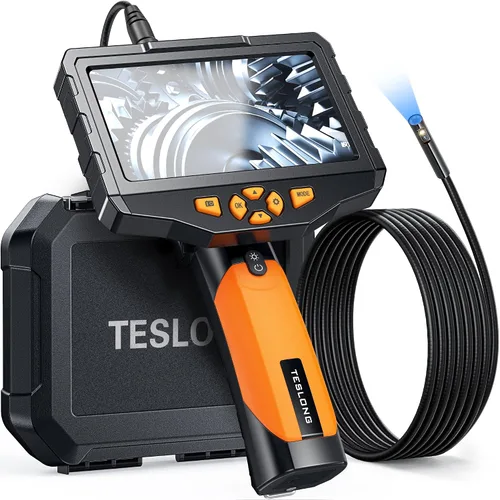 Miniatura 10 de Teslong Cámara de Inspección, Cámara de Boroscopio de Doble Lente con Luz, NTS300 Endoscopio Industrial IPS de 5", 1080P Impermeable Flexible