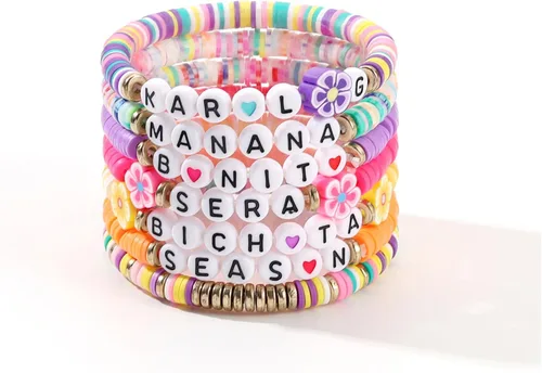 YOUGANNA Juego de 7 pulseras de temporada de Manana Bichota para mujeres, trajes de concierto de Karo, joyería para adolescentes, niñas, pulsera