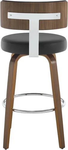 Miniatura 8 de Bekrvio Juego de 2 taburetes de bar giratorios con altura de mostrador, taburetes de cocina tapizados de piel sintética con respaldo, patas
