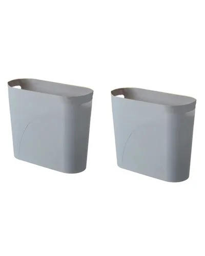 Miniatura 10 de Basurero pequeño para baño, 3 galones, plástico delgado, juego de 2, color negro