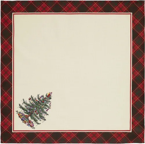 Miniatura 4 de Spode - Juego de servilletas, decoración del hogar navideño, juego de 4 (colección de tartán de árbol de Navidad Spode)
