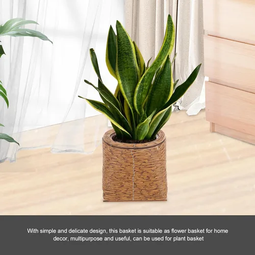 Miniatura 6 de OSALADI Cesta tejida de ratán para plantas, cesta de almacenamiento decorativa duradera hecha a mano