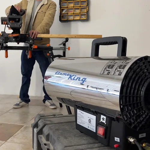 Miniatura 8 de Flame King Calentador de aire forzado de propano portátil de 60,000 BTU para exteriores, ideal para trabajo, construcción, garaje, patio, acero
