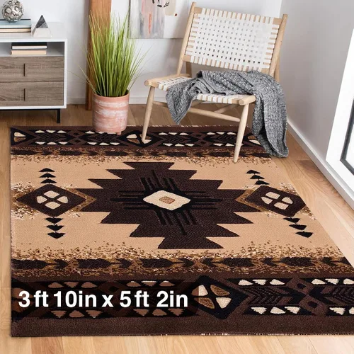 Miniatura 80 de YHSF South West - alfombra estilo nativo americano del suroeste C318 - fácil de limpiar, gruesa, suave, duradera, alfombra inspirada en tribus