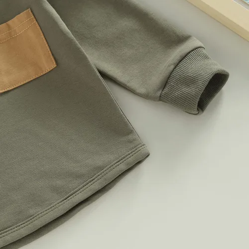 Miniatura 120 de Conjunto de ropa de otoño e invierno para bebé niño pequeño, sudadera de manga larga con colores contrastantes, pantalones elásticos para recién