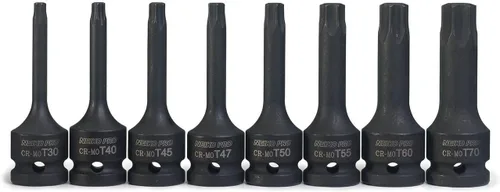 Miniatura 2 de NEIKO 01138B - Juego de llaves de vaso Torx Star de 1/2 pulgada 8 piezas T30 a T70 3 pulgadas de longitud Grado de impacto Cr-Mo