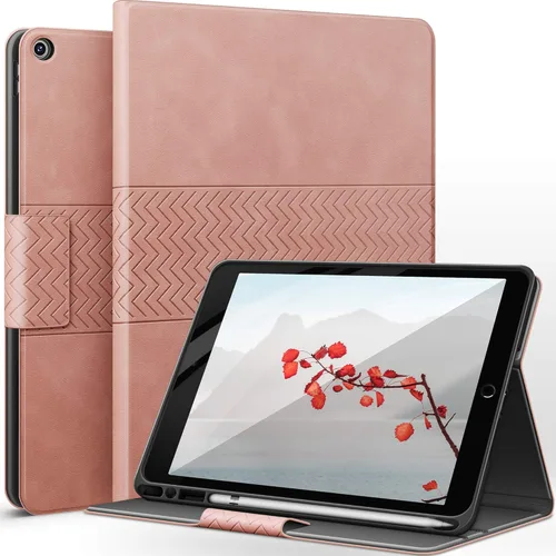 Miniatura 10 de auaua Funda para iPad de 9ª/8ª/7ª generación de 10.2 pulgadas (versión 2021/2020/2019), con soporte para lápices, piel vegana, funda inteligente