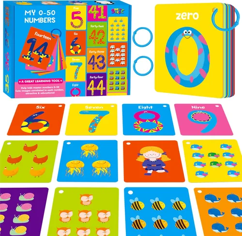 Miniatura 18 de 51 PIEZAS Tarjetas cognitivas en español para bebés, impresas a doble cara, 7 en 1 tarjetas coloridas, alfabeto, números, alimentos, animales