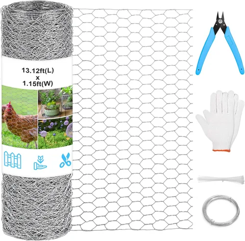 Miniatura 10 de Malla de gallinero para arreglos florales de 13.78 x 236 pulgadas, malla de gallinero floral hexagonal galvanizada ligera, verde, alambre