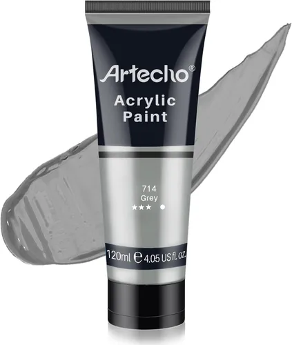 Miniatura 10 de Artecho - Pintura acrílica blanco titanio (120 ml / 4.05 oz), tubos de pintura para manualidades artísticas sobre lienzo, piedra, roca, madera