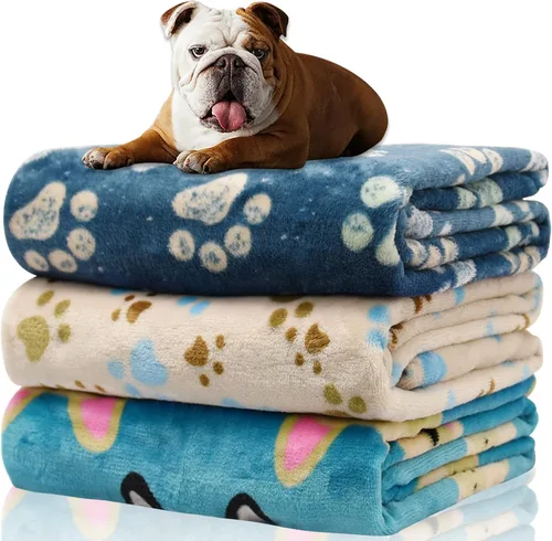 Miniatura 12 de Rezutan 1 paquete de 3 mantas para perros grandes, 41x31 pulgadas para mantas suaves y mullidas para mascotas y gatos de tamaño mediano, reversibles