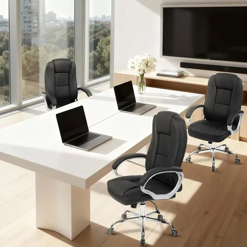 Miniatura 9 de NEO CHAIR Escritorio de oficina ergonómico para videojuegos, silla de computadora con respaldo alto, piel sintética ajustable con soporte lumbar