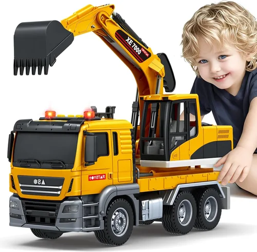 Miniatura 10 de Bstoyder Juguetes para niños de 3, 4, 5, 6, 7, 8 años, camión volquete grande con luces, sonidos, camión de fricción azul para niños y niñas