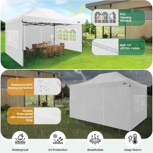 Miniatura 211 de COBIZI Tienda de campaña desplegable de 6.6 x 6.6 pies, toldo resistente, fácil de instalar, impermeable, para exteriores, fiestas, playa, jardín