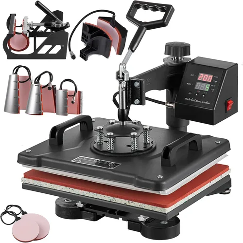 Miniatura 10 de TOPDEEP Máquina de prensa de calor 5 en 1, prensa de calor de 15 x 15 pulgadas, máquina de prensado de camisetas, diseño deslizante, máquina