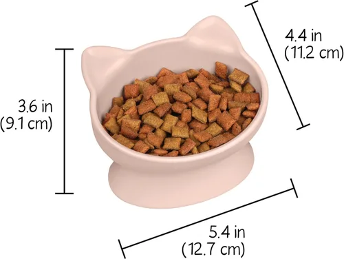 Miniatura 3 de Kitty City Cuencos Elevados para Gatos (Juego de 2), Platos Elevados Amigables con los Bigotes para Comida y Agua de Gatos, Diseño Moderno de rosado