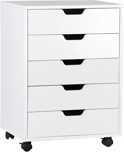 Miniatura 10 de ZENY Cómoda de 5 cajones, archivador móvil con ruedas, gabinete de almacenamiento para oficina en casa debajo del escritorio, cajones de Negro