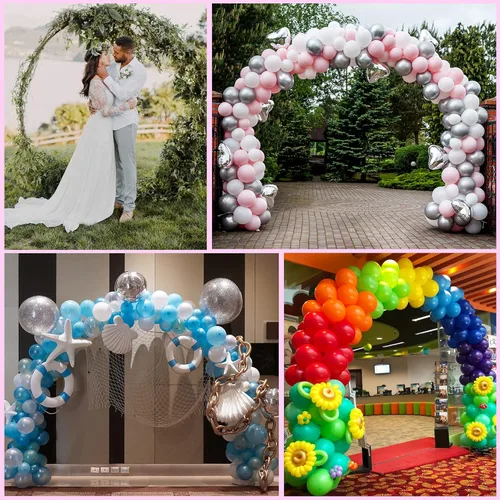 Miniatura 6 de Wokceer Soporte de Arco de Globos Circular Grande de 9.2 Pies de Metal Dorado Arco Redondo Soporte de Fondo para Ceremonia de Boda Fiesta