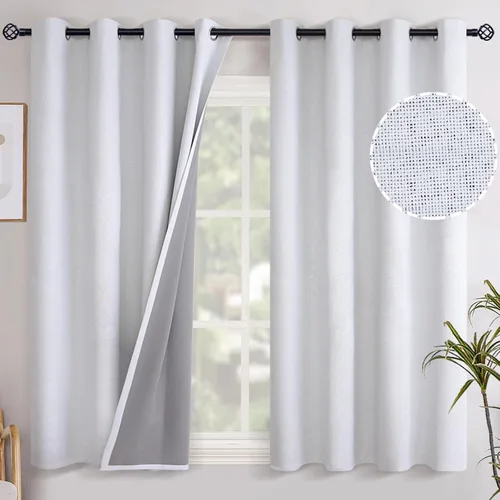 Miniatura 135 de YoungsTex - Cortinas opacas de lino para dormitorio, oscurecimiento de la habitación, cortinas con textura de lino, paneles con aislamiento térmico