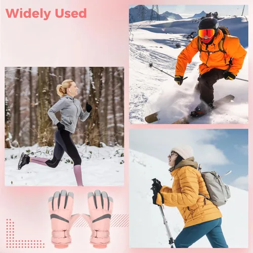 Miniatura 6 de Winter Ski Gloves for Women, Touchscreen Winter Gloves, Warm Water-Proof Gloves, Dream Pink Gloves, for Women Bike Riding Skiing Hiking Motorcycle