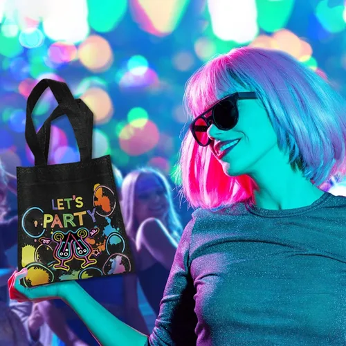 Miniatura 7 de BANBALLON 20 bolsas de neón para recuerdos de fiesta, suministros de fiesta de cumpleaños que brillan en la oscuridad, bolsas de regalo para fiesta