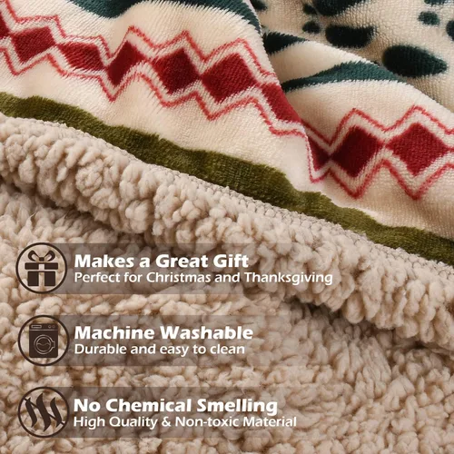 Miniatura 5 de Catalonia Manta de Sherpa de Navidad, Mantas temáticas de Navidad para sofá/cama, manta de felpa Super suave, cálida, esponjosa, cómoda, 60x80