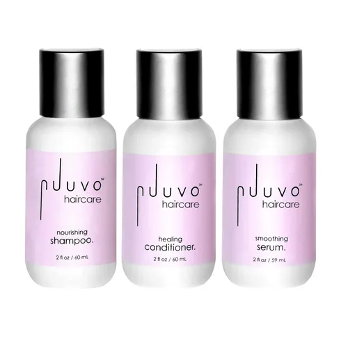Nuuvo Haircare - Juego de trío de viaje, champú y acondicionador sin sulfato + suero para el cabello, 6 onzas, fórmula derivada de plantas para
