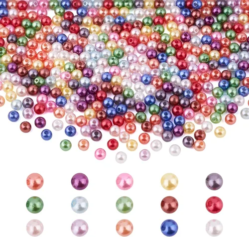 Cheris - 1350 cuentas redondas de perlas acrílicas de 0.236 pulgadas, color pastel, diminutas perlas satinadas imitadas, cuentas espaciadoras
