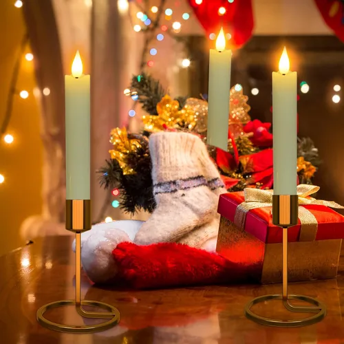 Miniatura 3 de Velas LED cónicas sin llama, 6 velas parpadeantes color marfil de 6.5 pulgadas con temporizador remoto, luz blanca cálida de cera real