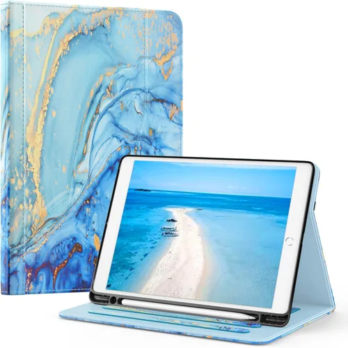 Miniatura 14 de OKP Funda para iPad de 9ª generación 2021/8ª generación 2020/7ª generación 2019 de 10.2 pulgadas, funda con visión multiángulo, cuero PU con soporte
