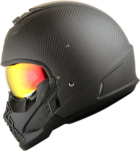 Miniatura 2 de Martian Genuine Real Carbon Fiber Motorcycle Full Face Helmet HB-B2 Open Face Glossy Carbon Black, DOT Approved