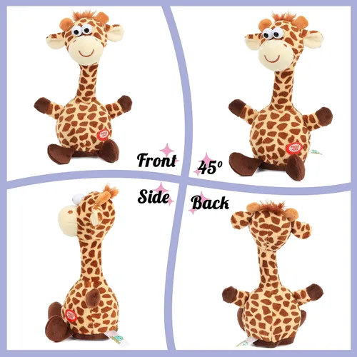 Miniatura 3 de Hopearl Talking Giraffe Repeats What You Say Shaking Head Juguete eléctrico interactivo animado de peluche para niños pequeños, 9.5 pulgadas
