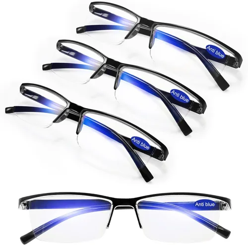 Paquete de 4 lentes de lectura TR para mujeres y hombres, con bloqueo de luz azul, lectores 1.0 1.5 2.0 2.5 3.0 4.0
