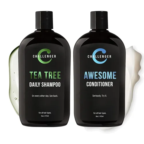 Challenger Combo de champú y acondicionador de menta para árbol de té | Producto de ducha para hombre | Para picazón y cuero cabelludo seco |