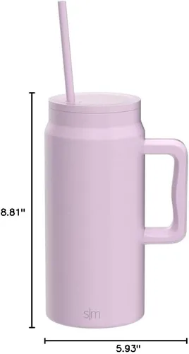 Miniatura 10 de Simple Modern - Vaso de 1,5 l con asa y tapa con pajita, botella de agua grande de acero inoxidable reutilizable con aislamiento, regalos para Rocío