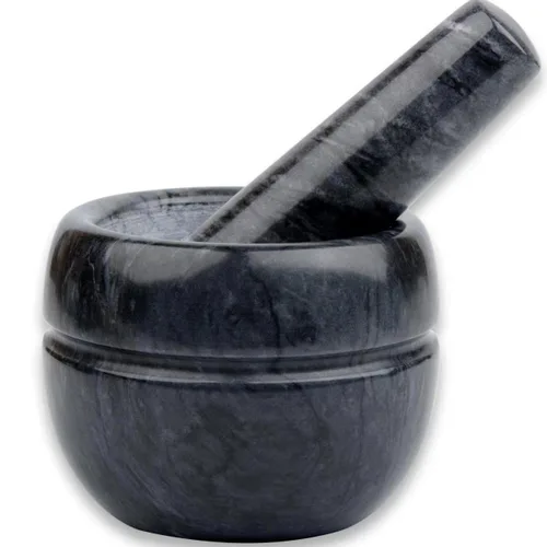 Juego de mortero y mortero pulido de piedra de mármol natural pulido Guacamole Molcajete Bowl con base de silicona, cuchara inoxidable a juego y