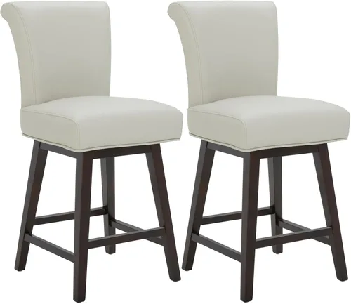 Miniatura 46 de CHITA Taburete giratorio de 26 pulgadas con altura de mostrador, taburete de bar tapizado moderno con respaldo certificado FSC de cuero sintético