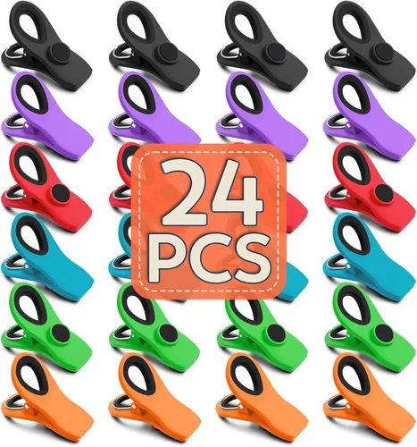 Miniatura 10 de Paquete de 12 clips de chips, clips magnéticos para bolsas para paquetes de alimentos, accesorios de RV, clip de cocina con imán para refrigerador