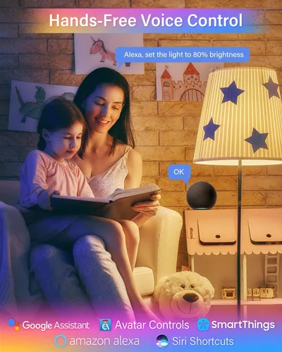 Miniatura 2 de Avatar Controls Paquete de 4 bombillas LED inteligentes E12, 5 W, Alexa de base pequeña, bombillas de ventilador de techo Wi-Fi, temporizador que