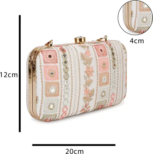Miniatura 7 de LONGING TO BUY Embrague de caja de diseño hecho a mano para mujeres, embrague bordado Zari para mujeresembrague de mano para mujeres