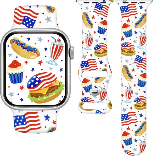 Miniatura 44 de Correa de reloj Holidays compatible con Apple Watch Series 11 10 9 8 7 6 5 4 3 Ultra SE para mujeres y hombres, correa de calabaza de silicona suave
