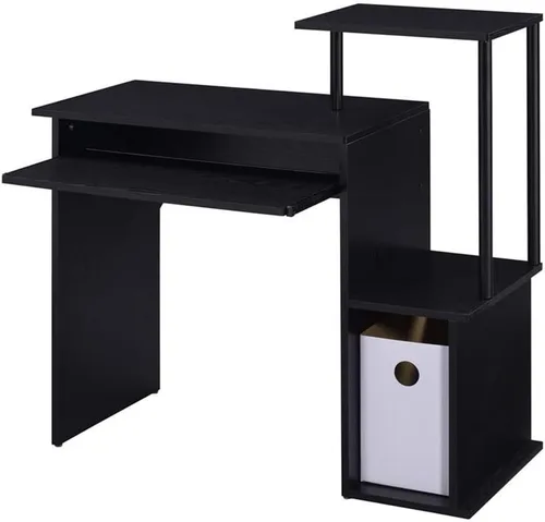 Miniatura 5 de Acme Lyphre - Escritorio rectangular de madera para computadora con bandeja para teclado en color negro