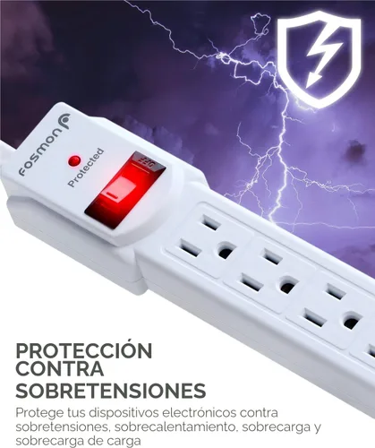 Miniatura 3 de Fosmon - Tira de enchufes con protector de sobretensión de 4 tomas, tira de alimentación corta de 3 pies con cable de extensión corto y enchufe